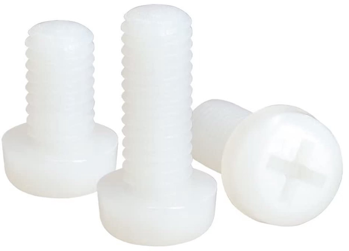 SnelShoppen - Nylon Schroeven Kruiskop Rond Hoofd Machine Schroeven Kunststof Schroeven Wit M3x8mm (100 Stuks) - Roestvrij, Corrosiebestendig, Lichtge