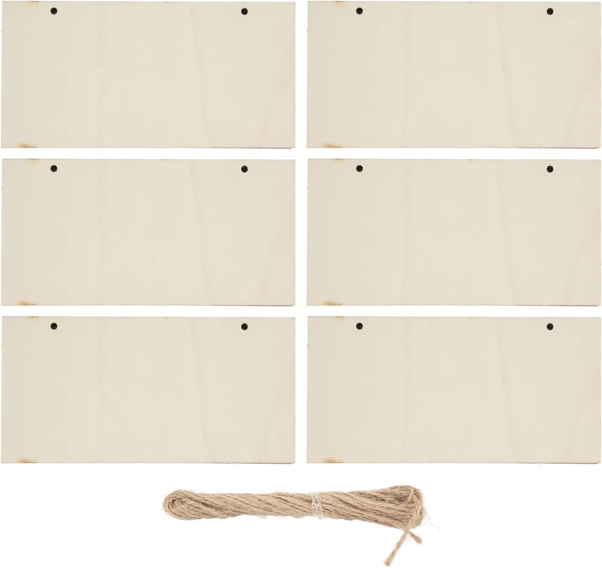 SnelShoppen - 6Pack Onbehandelde Houten Borden voor Creatieve DIY Projecten - Houten Decoratie voor Deur en Muur - 7.9x3.9 inch - Perfect voor Feesten