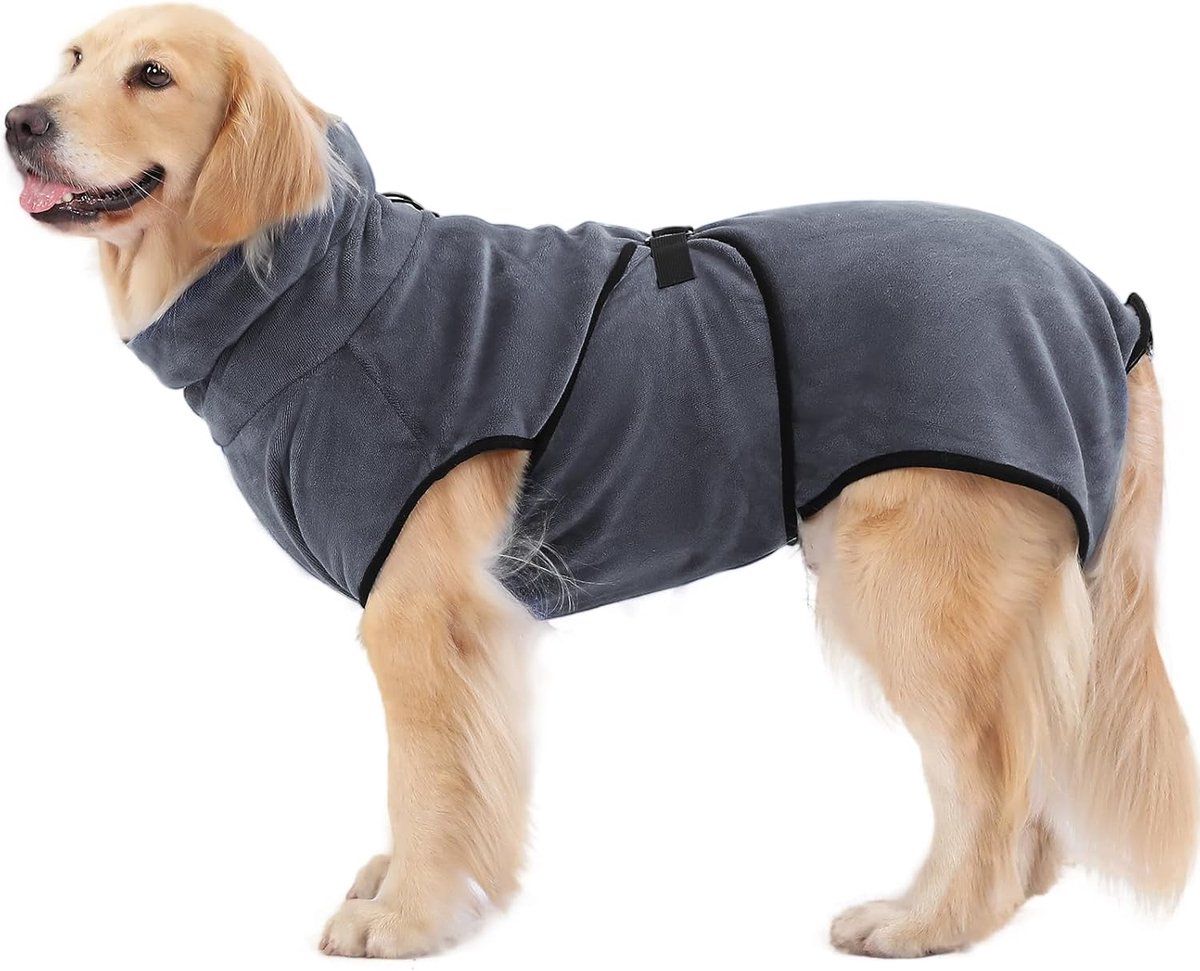 SnelShoppen - PETTOM Microvezel Hond Badjas, Sneldrogend Super Absorberend Comfortable met Verstelbare Bandjes voor Grote, Middelgrote en Kleine Honde