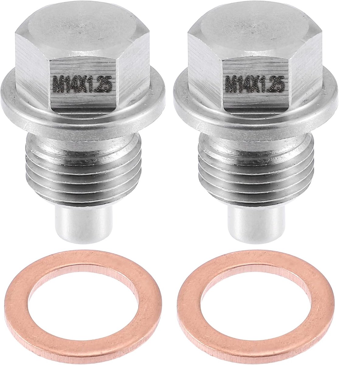 SnelShoppen - Magnetische Olie Afvoerplug M14x1.25 - Set van 2 - Inclusief Koperen Pakking - Voor Auto's zoals Toyota - Voorkomt Olielekkage en Besche