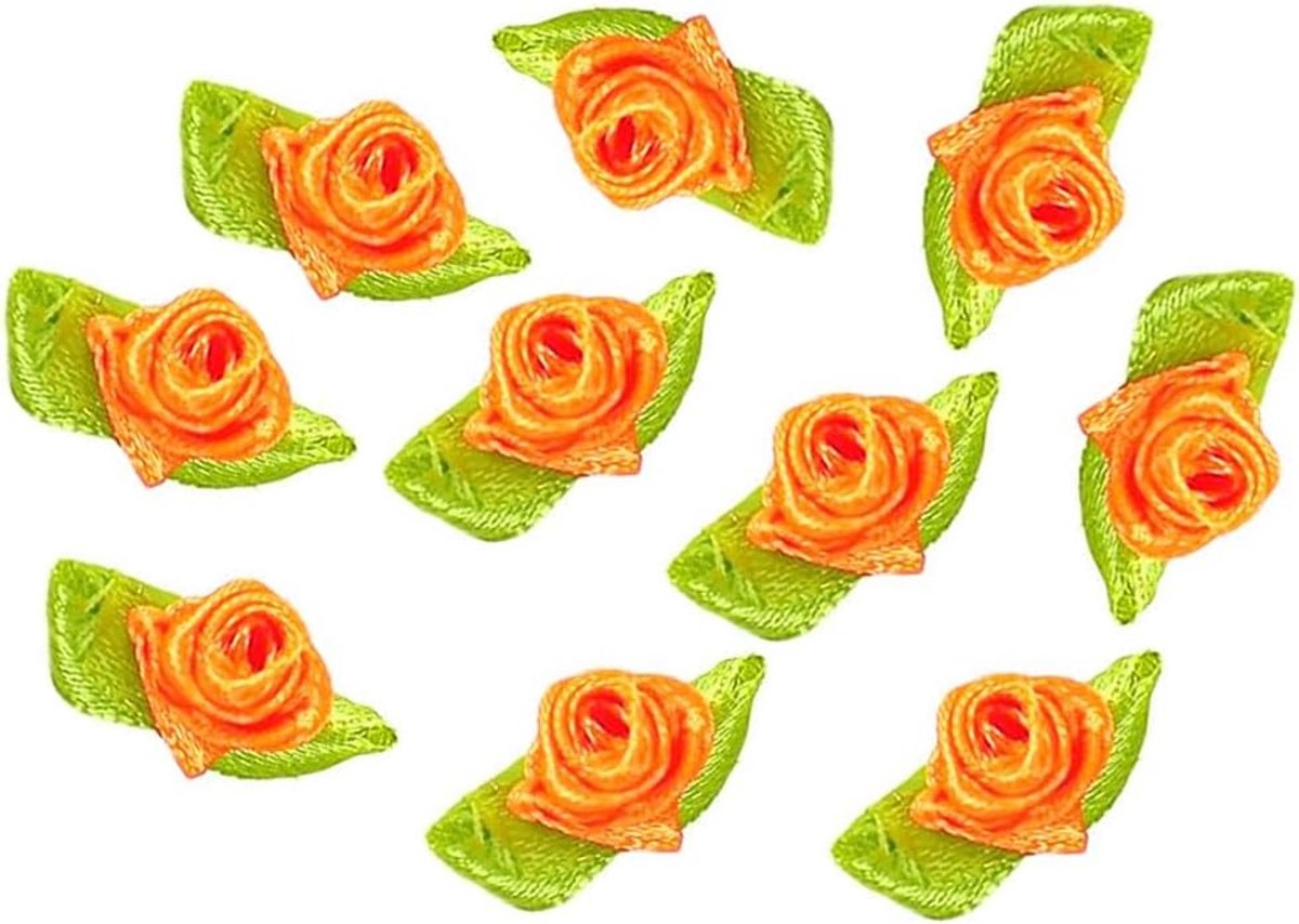 SnelShoppen - 100 stuks Mini Kunstbloemen, Rozen, Bloemkoppen voor Creatief Knutselen, Bloemdecoraties, DIY Projecten, Oranje, 1.5 cm