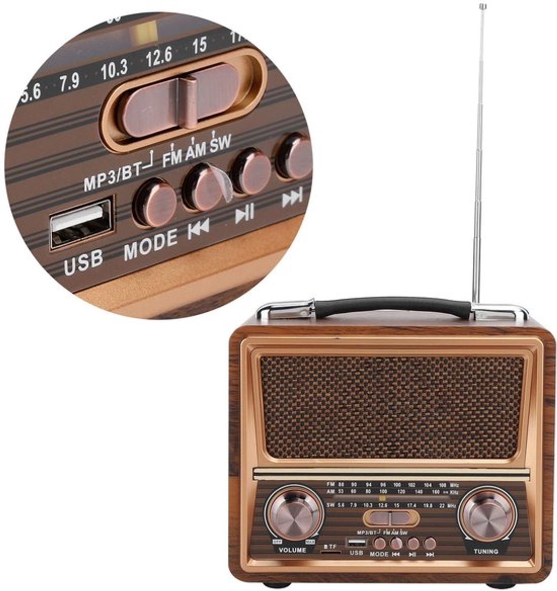 Dailygoods - Draagbare FM/AM/SW-radio - Bluetooth-luidspreker