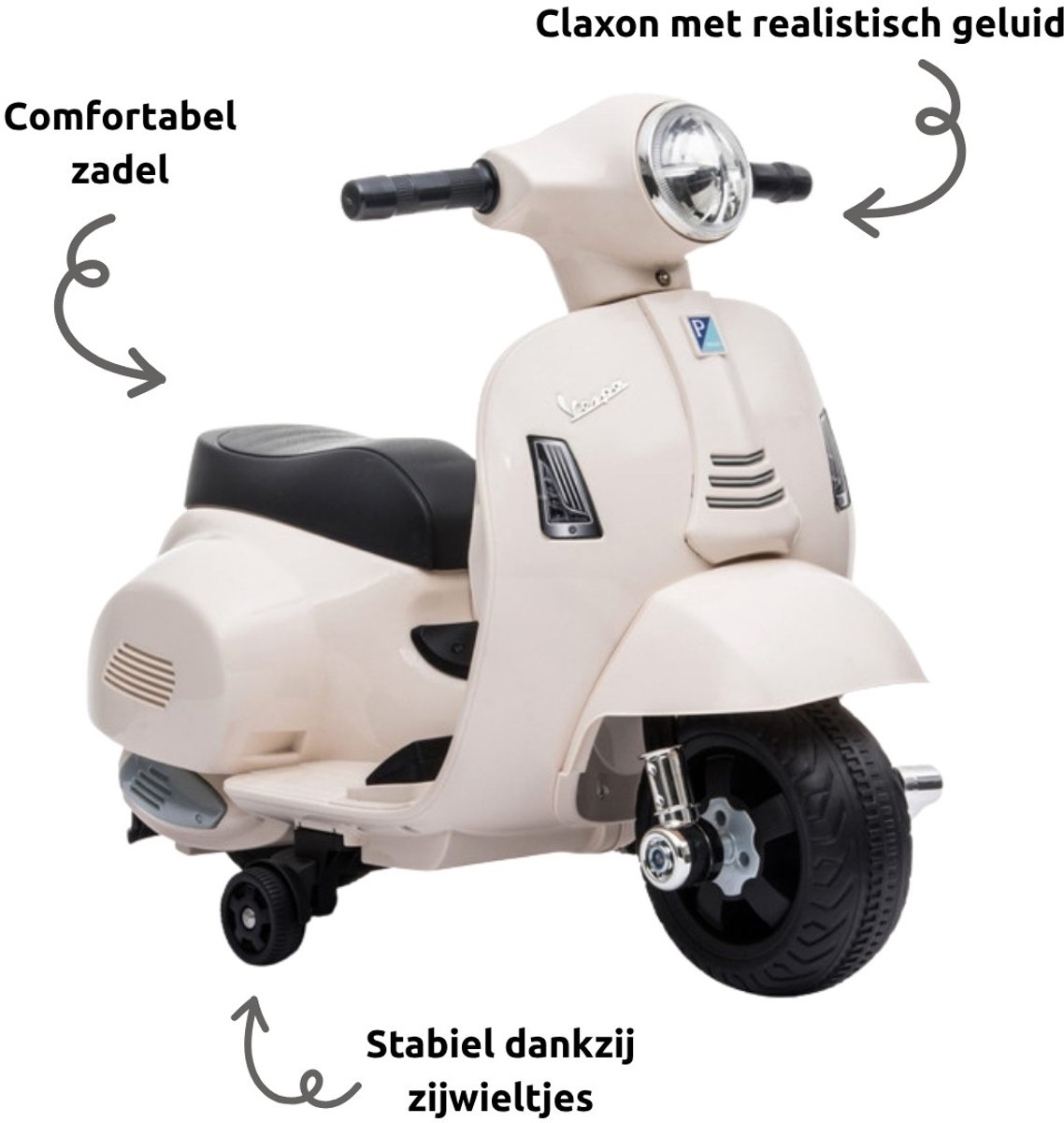 Eco Toys - Elektrische Vespa Scooter - Wit - Met LED-Koplamp, Claxon & Oplaadbare Batterij - Vanaf 1,5 Jaar - Max. 25 kg – foto 4