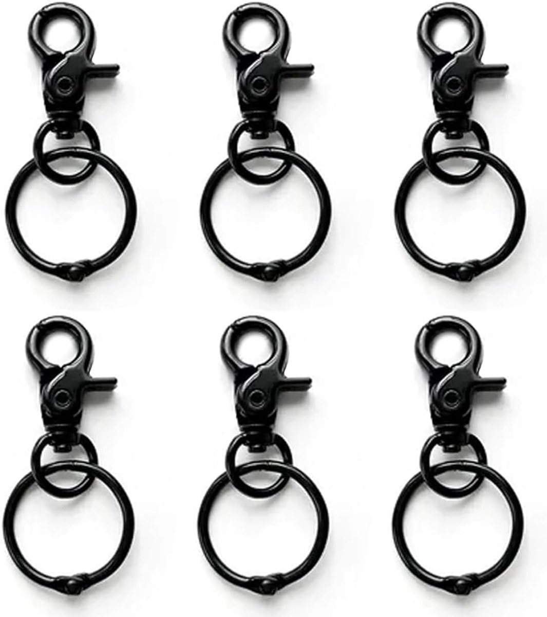 Set van 6 Karabijnhaken met Draaibaar Stevige Zinklegering Karabijnhaken voor Hondenriem Sleutelhanger Schaar Karabijnhaken met Verhoogde Belastbaarheid Veiligheidsgesp