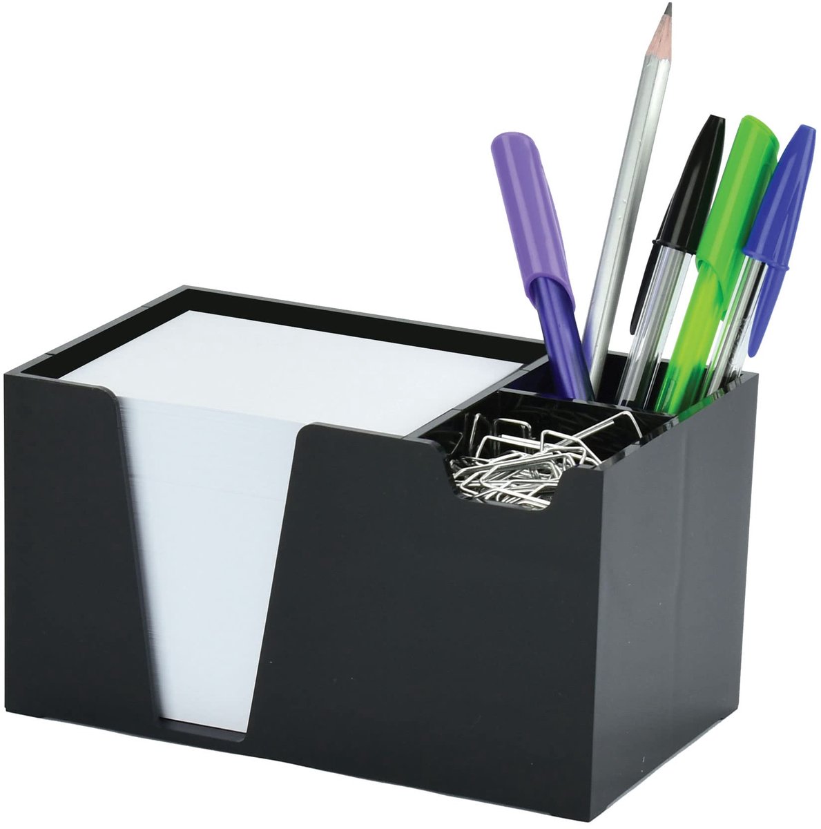 Desktop Organizer Potlood Paper Clip Caddy Houder (Plastic) (met Papier) (Zwarte Kleur)