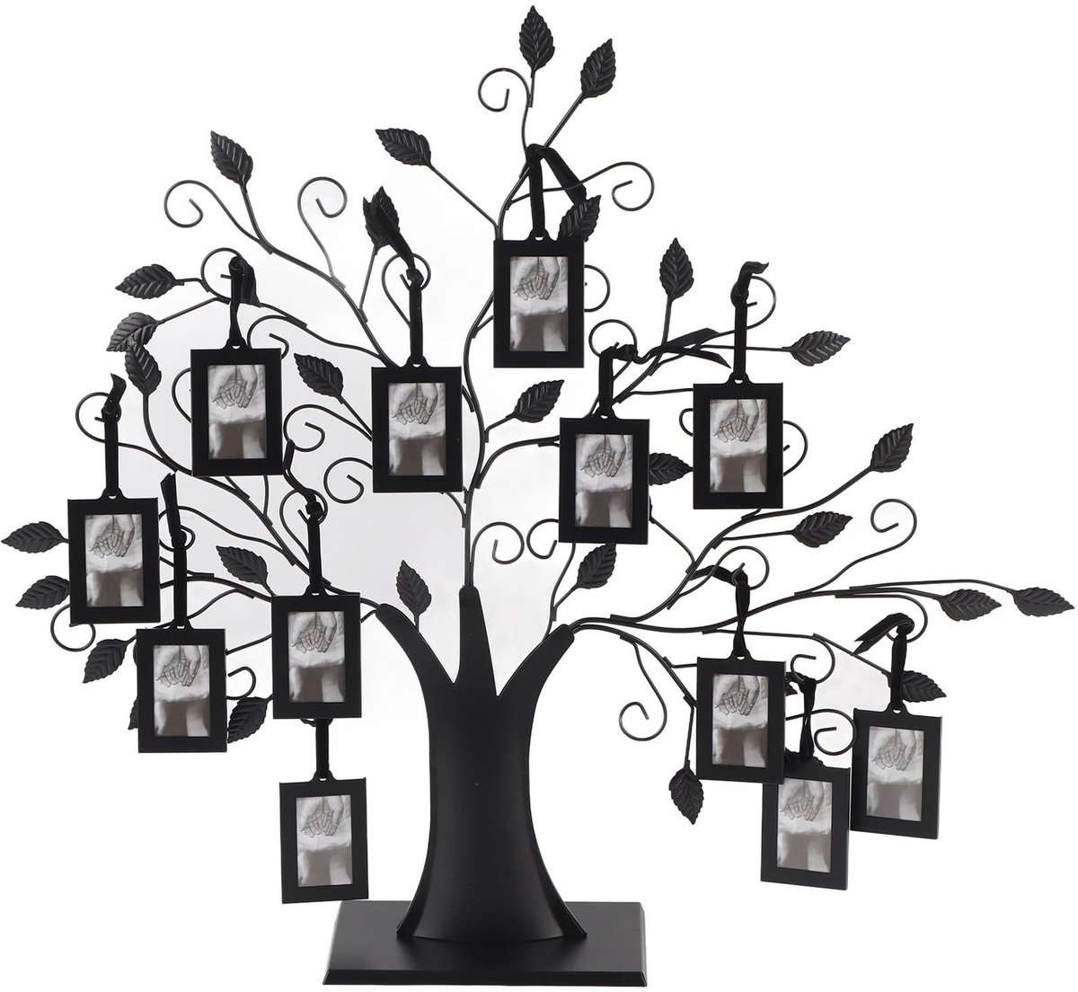 Dailygoods- Fotolijst - Stamboom met 12 fotovakken - Kunstzinnig design - Metalen fotolijst - Duurzaam - Bloeiende takken en bladeren - Familiefotolijst
