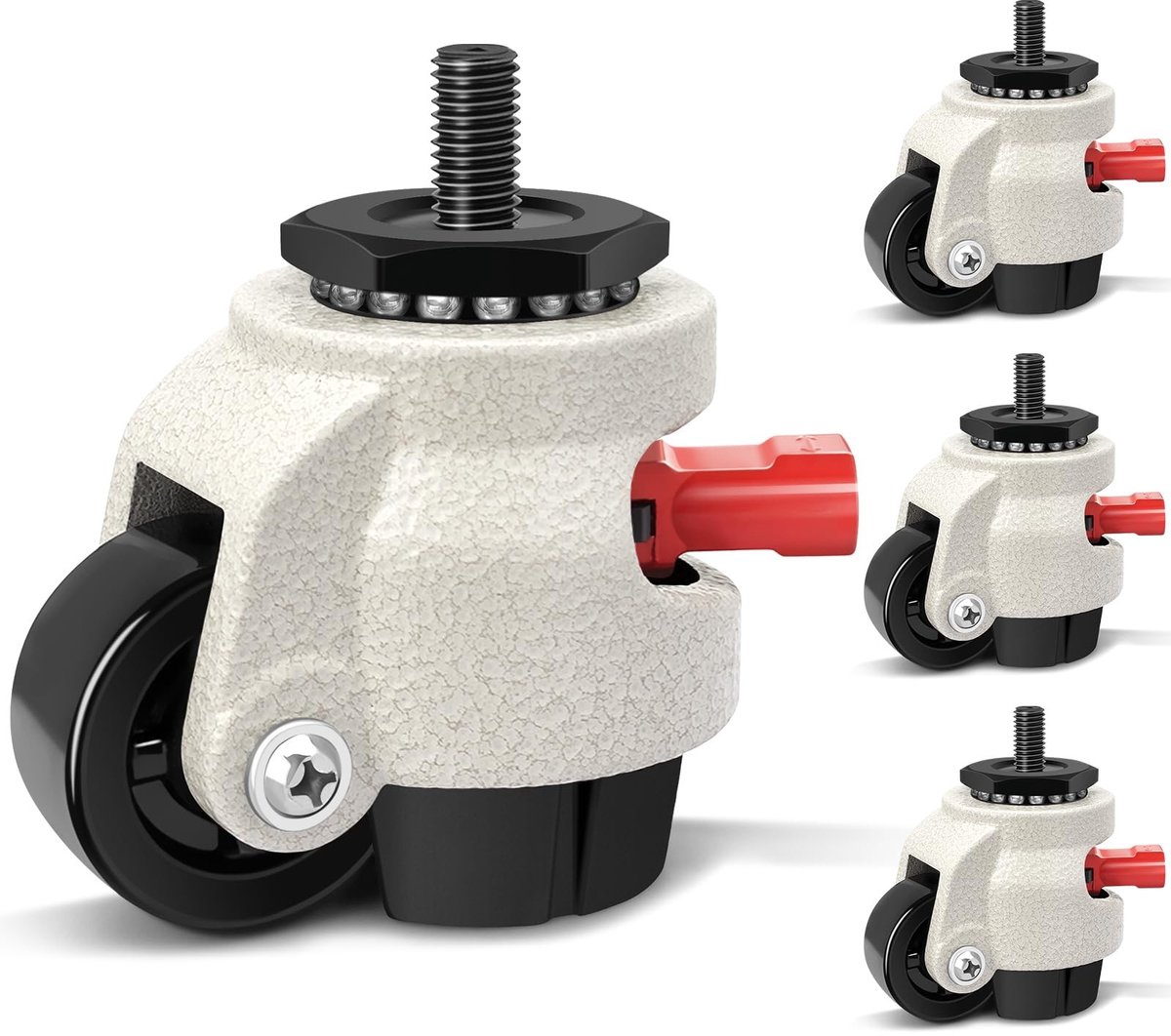 Dailygoods- Meubelwielen Heavy Duty - Verstelbare Hoogte - Zwenkwielen - Meubelroller - Set van 4 - Laadcapaciteit 1000 kg - Meubelrollen