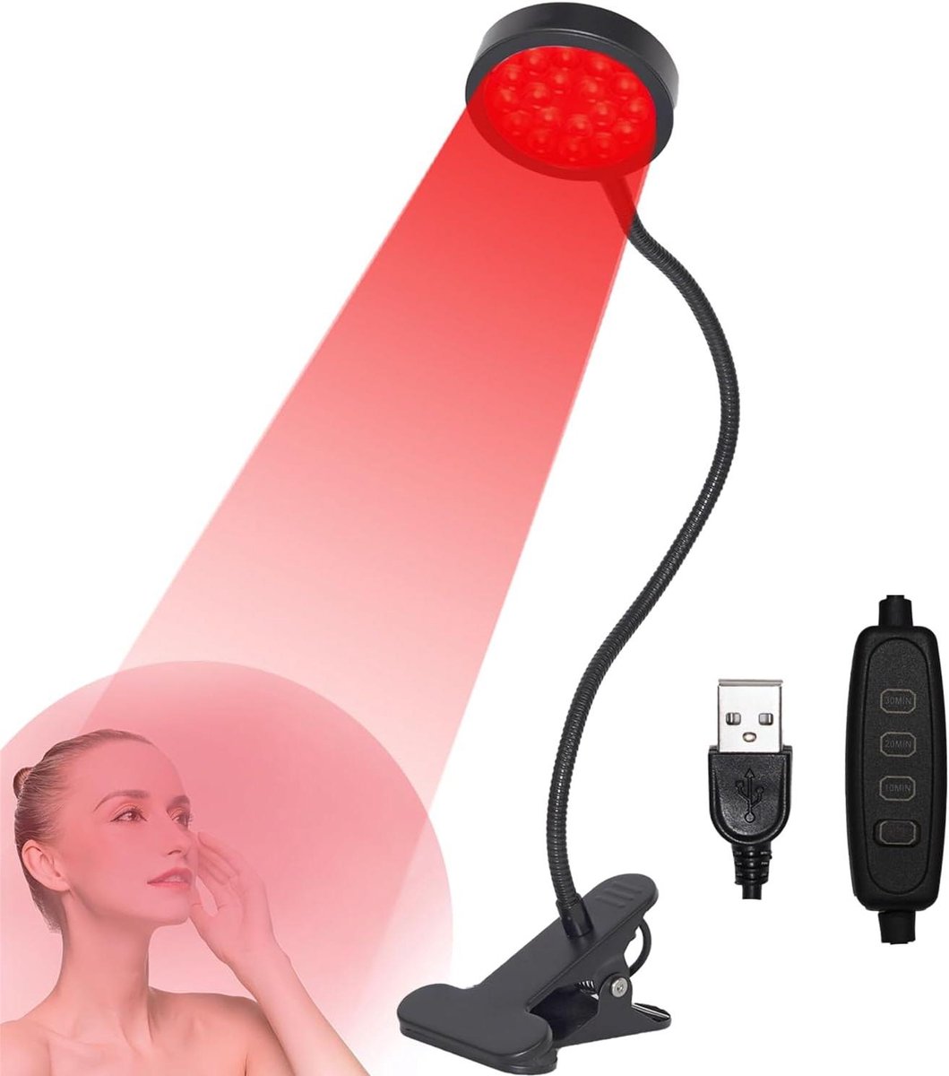 Lichttherapie Apparaat - Gezichtsbehandeling Huidverzorging - Huidverbetering Thuis - 2 Golflengtes - 18 LEDs - Rood