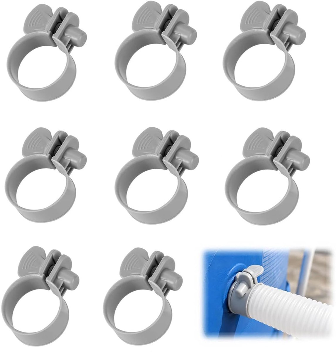 Slangklemmen voor zwembad, 32-38 mm, verstelbare slangklemmen, slangklemmen voor zwembadslang, kunststof slangen, voor pomp, zwembad, zand