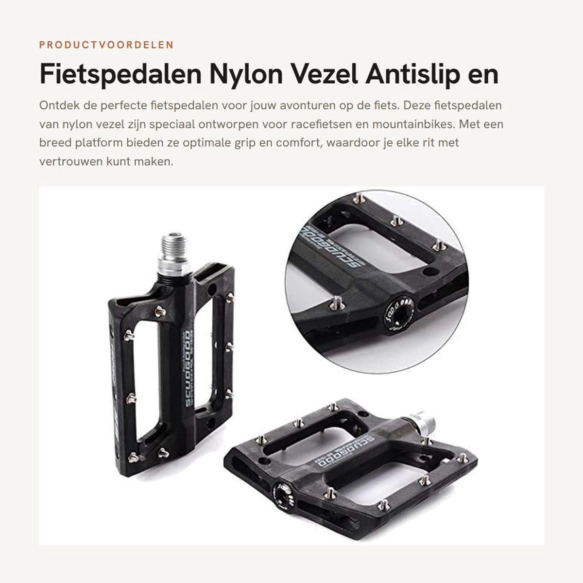 Dailygoods- Fietspedalen Antislip - Nylon Vezel - Waterdicht - Stofdicht - Breed Platform - Verzegeld Lager - Fietsplatform