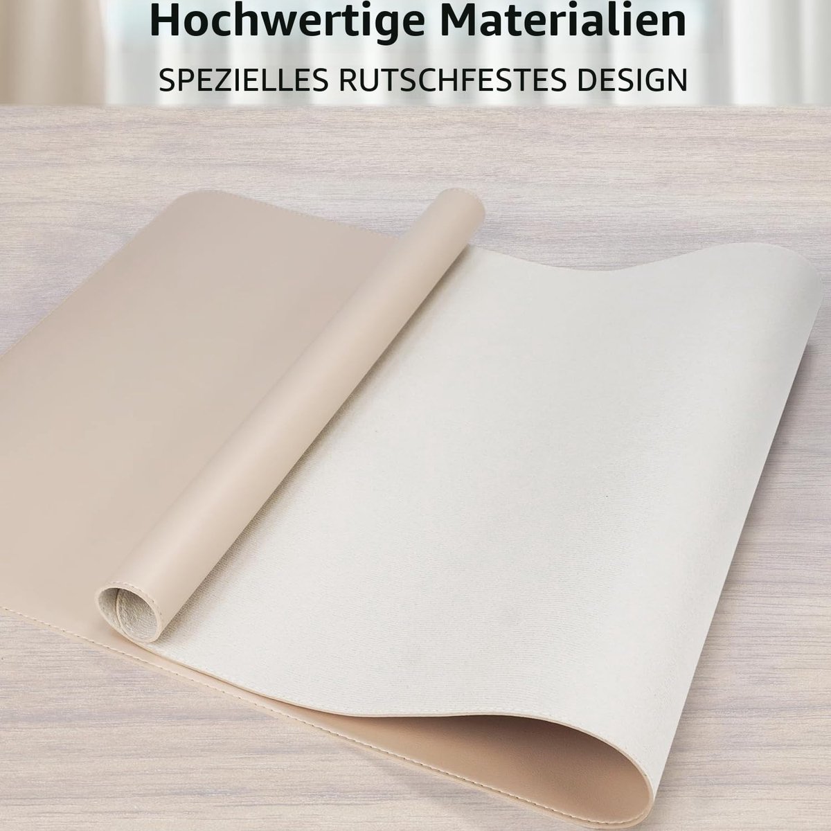 Bureaulegger Muismat Tafelbescherming Leer Vloeiblokken Antislip Waterdicht Schrijfbord Tafelmat Large Desk Mouse Pad Kantoor en Thuis (Beige, 80x40cm)