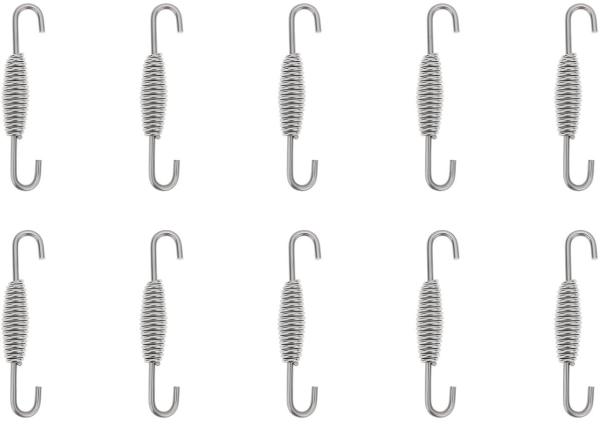 Dailygoods- Uitlaatveren 68mm - Roestvrij Staal - Set van 10 - Corrosiebestendig - Eenvoudige Installatie - Haakontwerp - Veer