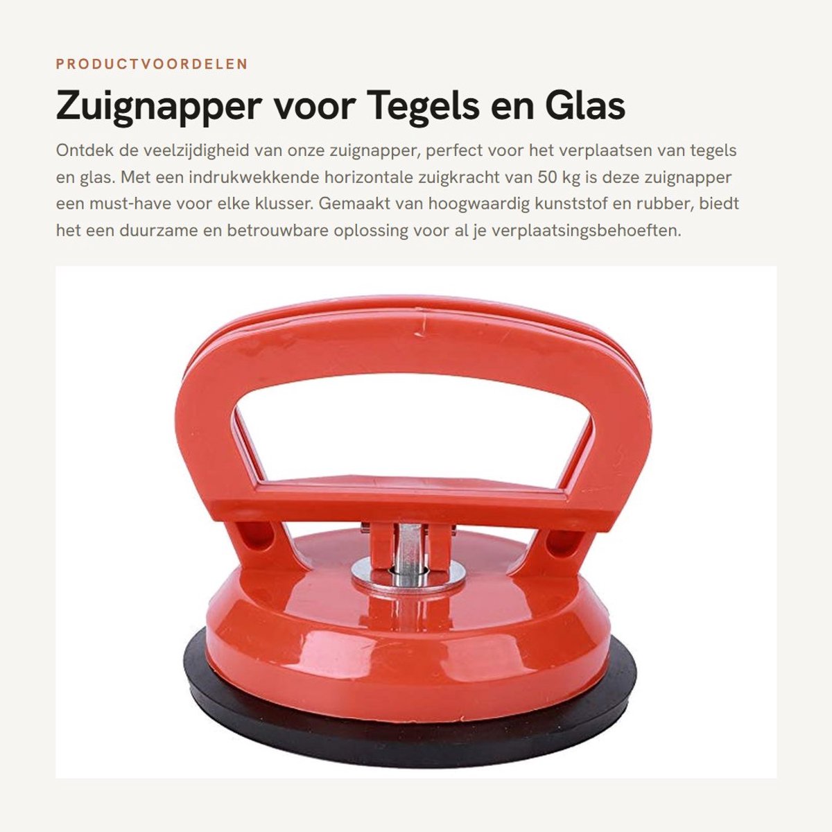 Dailygoods - Zuignapper voor Tegels en Glas - Horizontale Zuigkracht 50 kg - Duurzaam en Flexibel - Glasverplaatsing - Ideaal voor Klusprojecten - Voo...