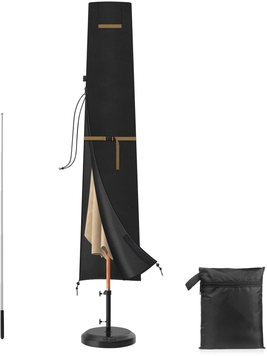 Dailygoods- Parasolhoes waterdicht - Parasolhoes met rits en stok - Parasolhoes voor buiten - Parasolhoes voor tuinparasol - Hoogwaardig oxford materiaal - Perfecte oplossing voor tuinleven - Parasolcover