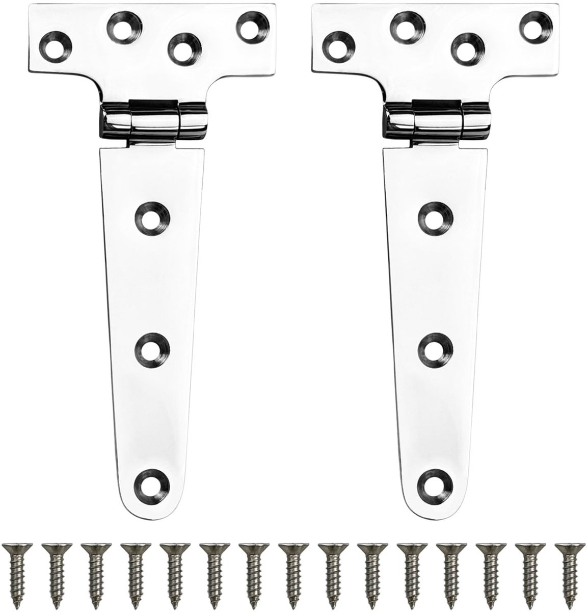 Dailygoods- Deurscharnieren RVS 316 - T-hinges - Waterdicht - Kleine Scharnieren - Scharnieren Keukenkastjes - Inclusief M5 Schroeven - Afmetingen 151 x 75 x 4.5 mm