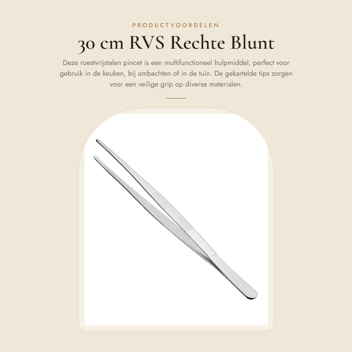 Dailygoods- Pincet 30 cm - Roestvrijstalen Pincet - Gekartelde Tips - Multifunctioneel Keuken/Knutseltang - Duurzaam en Schokbestendig - Veilige Grip - Keukentang