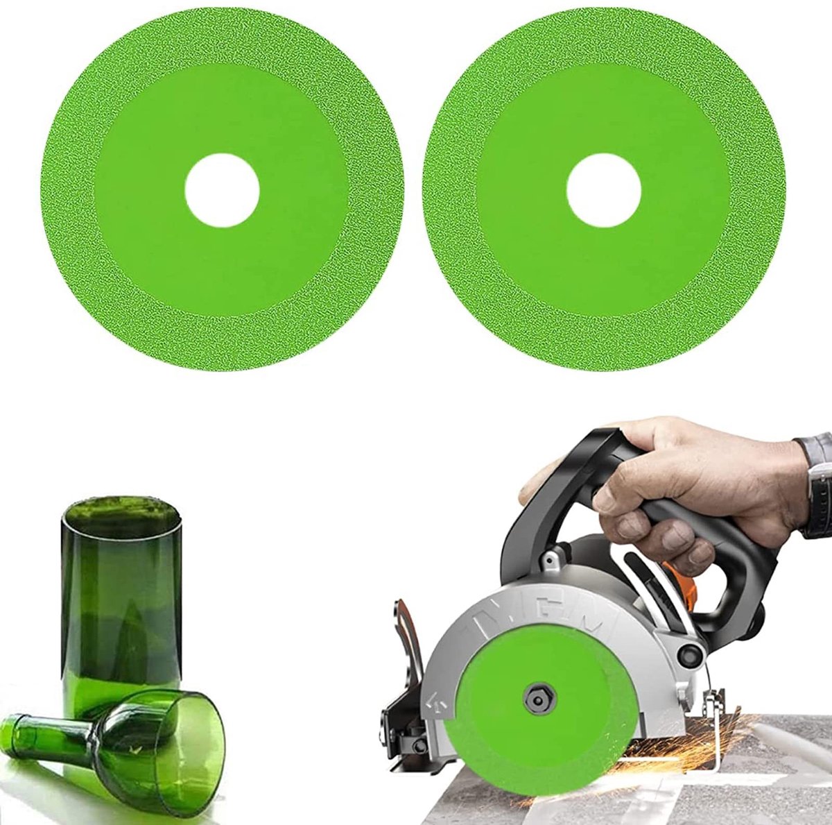 Dailygoods - 2 stuks Glas snijschijven, Glas snijschijven diamantzaagbladen 22,23 mm diamantschijven Slijpschijf Snijschijf Haakse slijper Snijschijf voor glas, keramiektegels (Ø 125 mm)