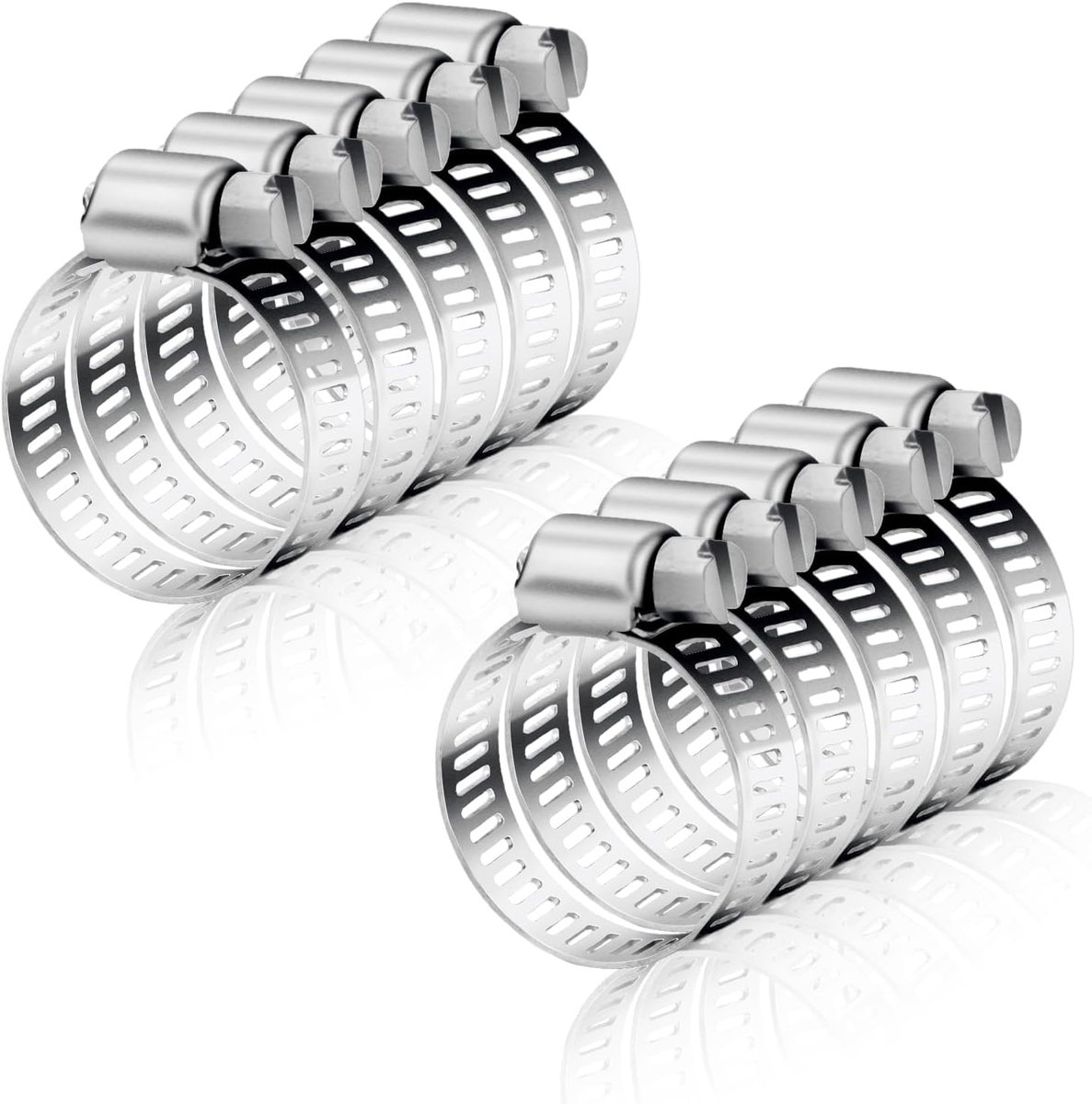 8 stuks slangklemmen roestvrij staal 16-25 mm Jubilee Clips Diverse Slangklemmen Verstelbare Slang Pijp Clips Worm Drive Klein voor Flexibele Uitlaat Slang Pijp Wasmachine Tuin Aansluitingen