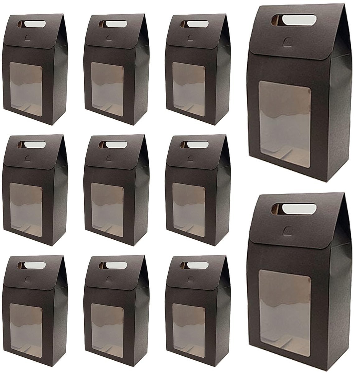 Dailygoods - 12 Stuks Geschenkzakjes met Venster - Zwart voor Snoepjes en Koekjes