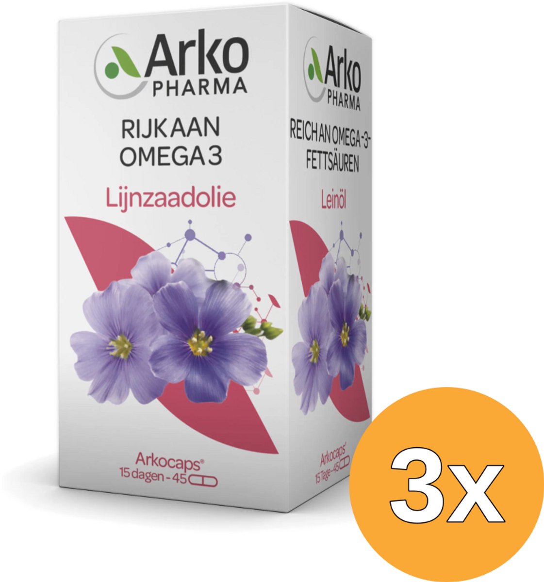 3x Arkocaps Lijnzaadolie Bio (45 capsules)
