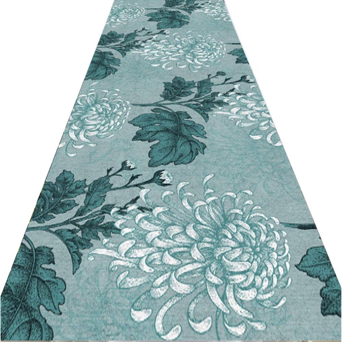 Loper tapijten voor hal gebied tapijten gang tapijt groene bloemen eenvoudig eenvoudig te reinigen anti-slip 8mm dik, grootte aanpasbaar