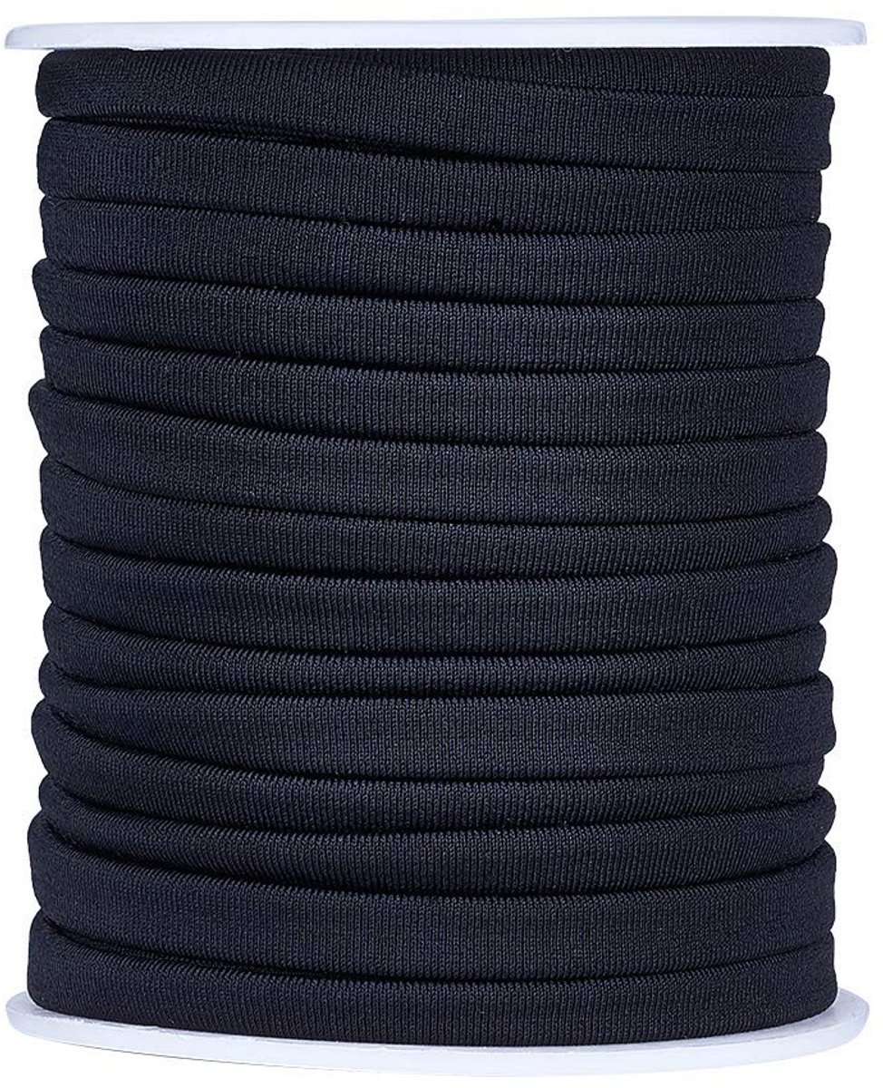 PandaHall 20 meter plat mager elastisch koord 5 mm zwart zacht nylon elastisch koord gestikt elastisch lycra koord voor naaien ambachtelijke hoofdband sieraden maken accessoires