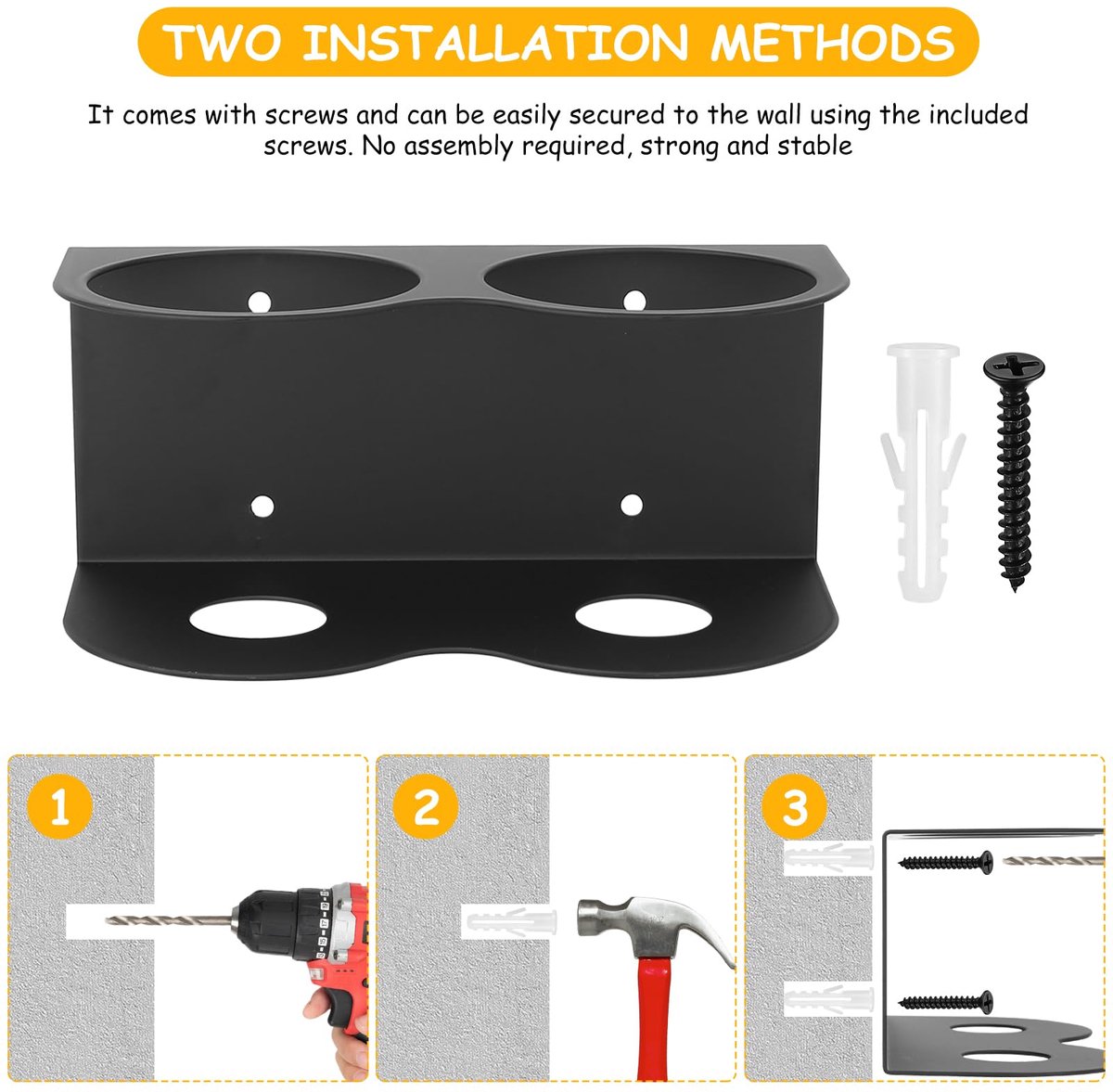 2 x wandhouder voor spuitflessen, 2 sleuven, voor elektrisch gereedschap, pneumatisch elektrisch gereedschap, thuis, garage, werkplaats, accessoires