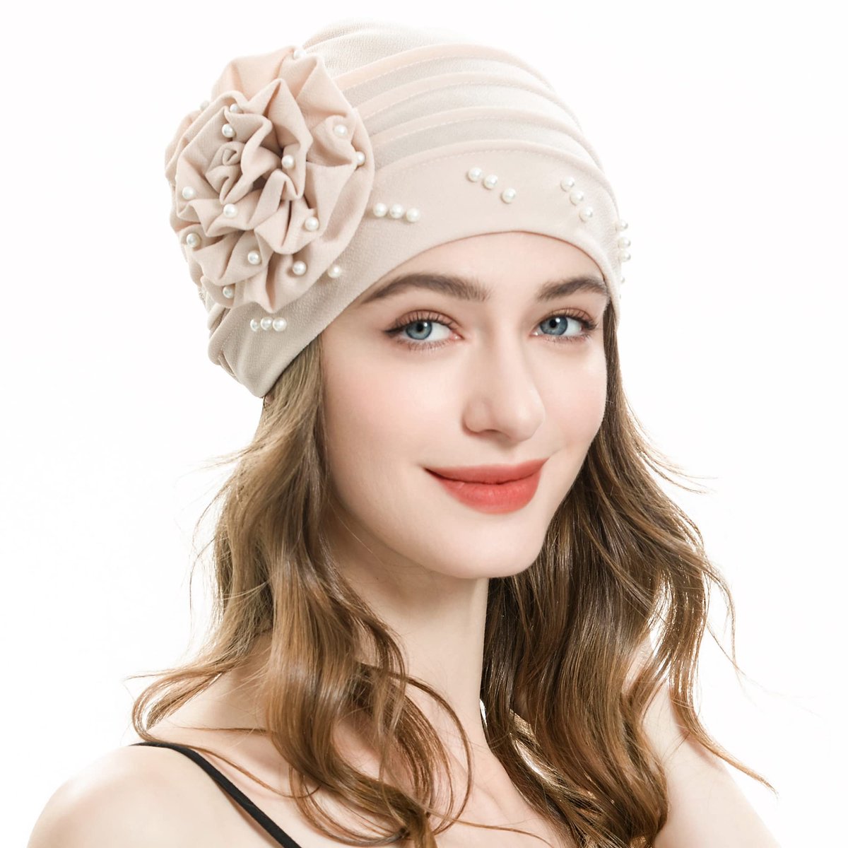 ZLYC Vrouwen Tulband Beanie Hoed met Bloem Chemo Hoofddeksels Elastische Hoofd Wrap Cap