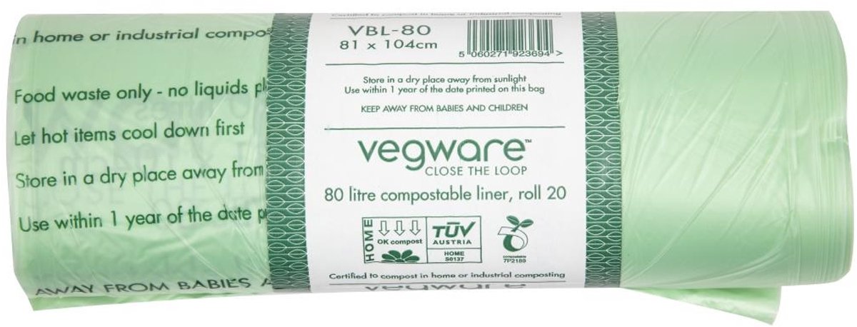 Vegware Biobag composteerbare afvalzakken 80L (240 stuks)