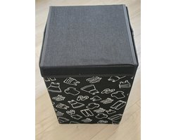 Opbergmand Kinderen | Speelgoedmand Kinderen | Wasmand Opvouwbaar | Wasmand & Opbergmand Kinderkamer | Stijlvolle Kledingmand | 57L Wasmand | Zwart