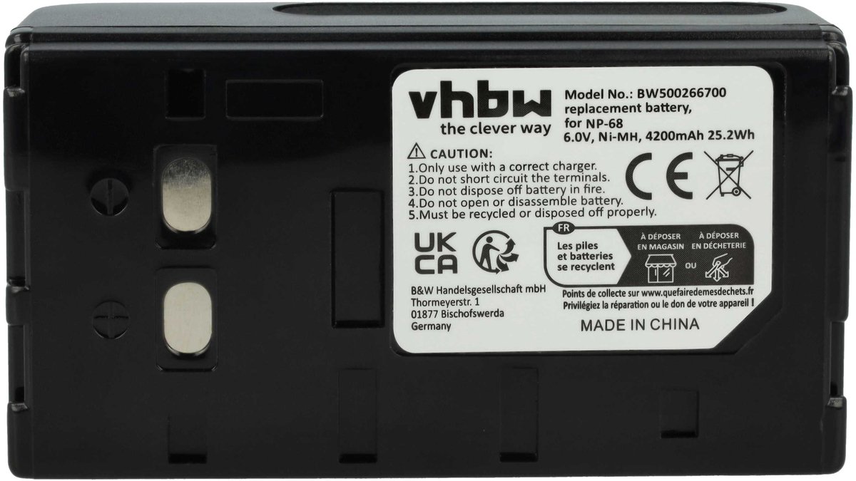 vhbw-batterij compatibel met Sony CCD-TR330E, CCD-TR33, CCD-TR350, CCD-TR340E, CCD-TR353, CCD-TR350E, CCD-TR400, CCD-TR360 camera's (4200 mAh, 6 V, NiMH)