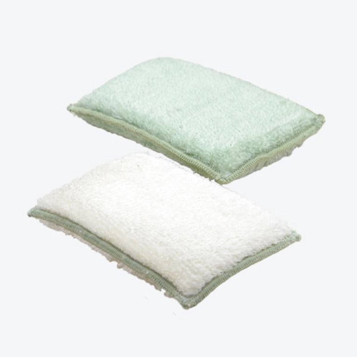Point-Virgule set van 2 sponzen uit bamboevezel groen en wit 13x9x2cm