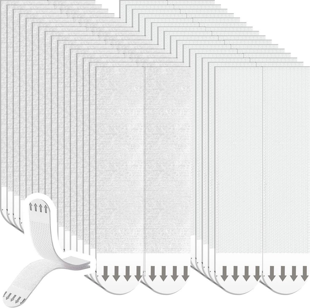 fotohangers, 32 paar, 93 x 19 mm, wit, PE en nylon, afneembare plakbanden voor posters, fotolijsten en spiegel, 64 strepen