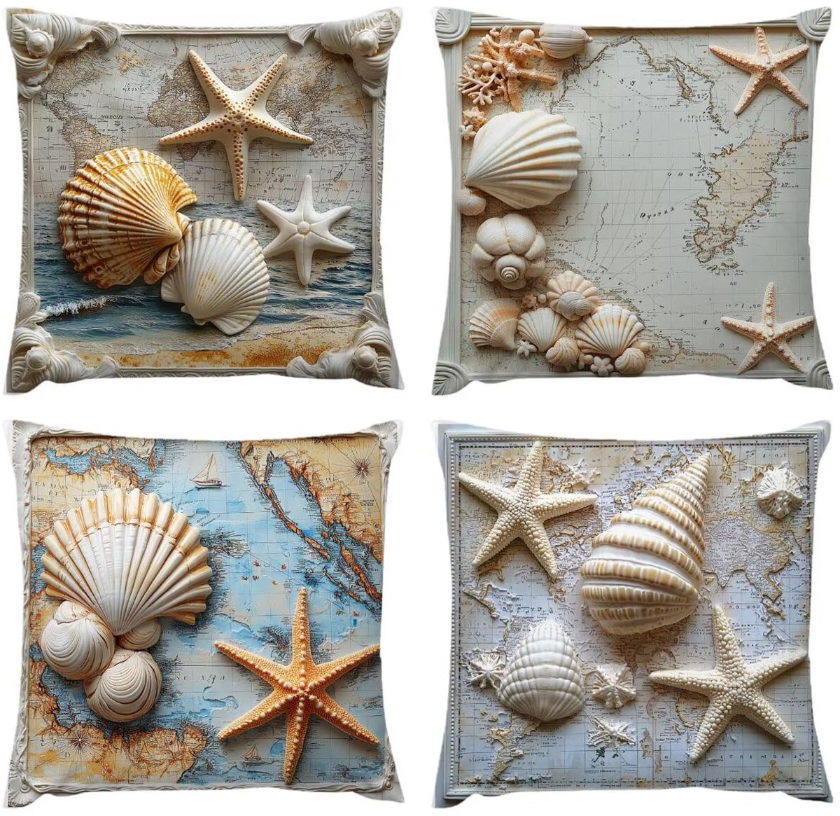 Kussenhoezen, linnen, 55 x 55 cm, set van 4 sierkussens, wit, decoratie, outdoor, sierkussens, van fluweel, voor slaapkamer, bank, stoel, woonkamer, balkon, geschenken voor vrouwen, A-181