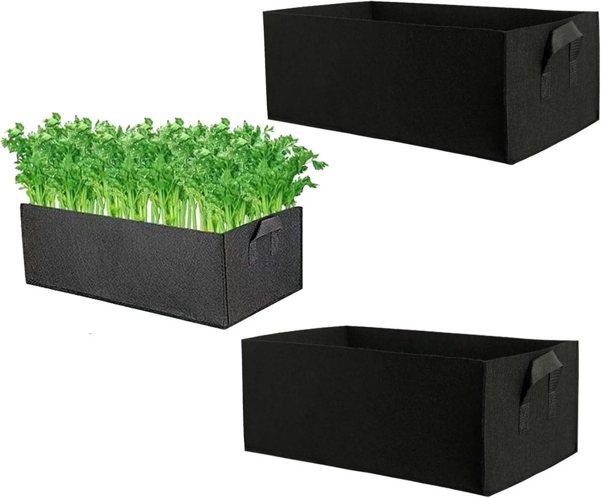 plantenzak, 2 stuks, plantenpotten, ademend, vlies, zaaizak met handvat voor planten, bloemen en groenten, zwart