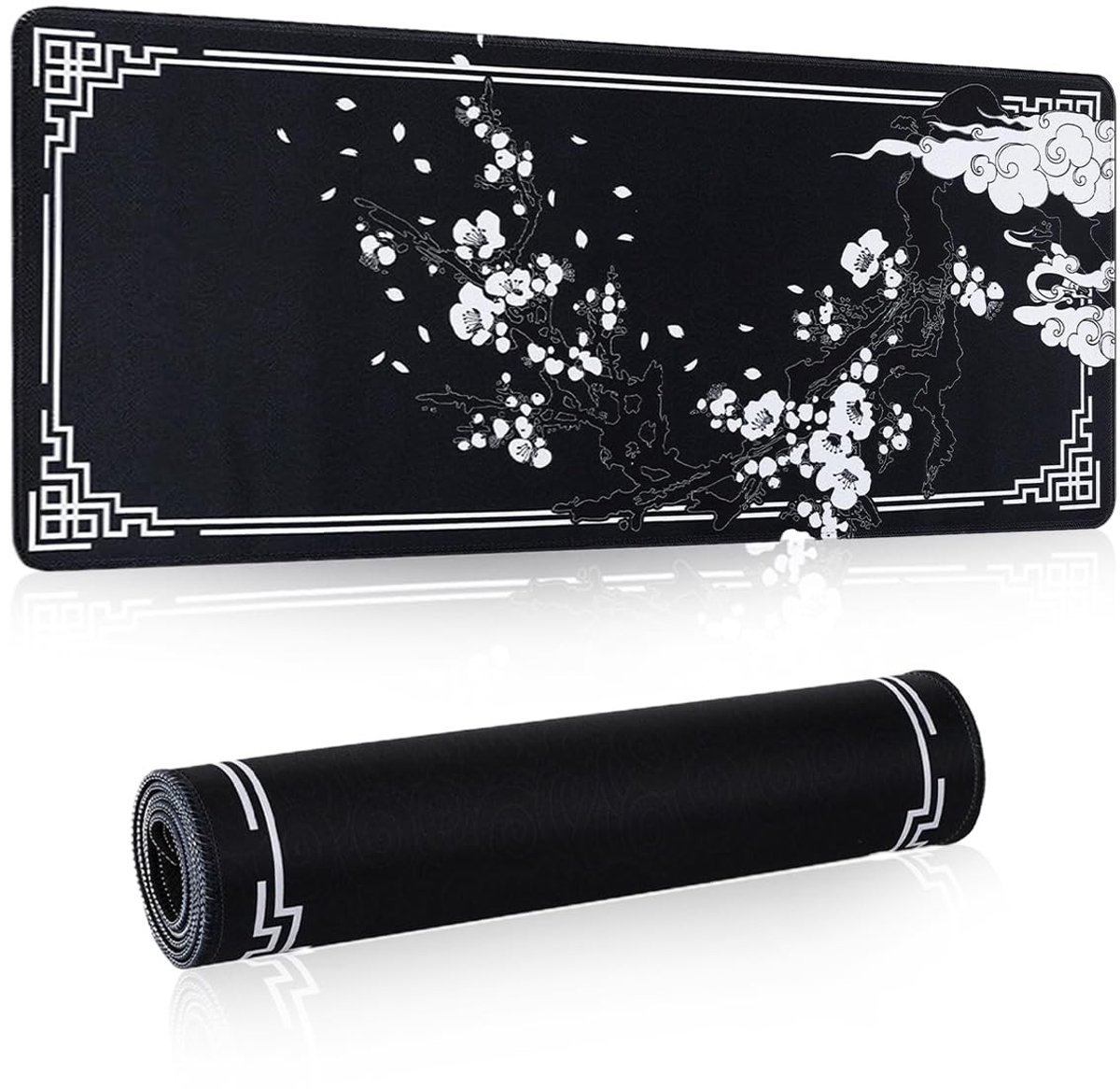 Dailygoods- Muismat XXL Waterdicht - Gaming Muismat - Antislip Rubberen Basis - Natuurlijke Rubber - 800x300 mm - Genaaide Randen - Gamingmuismat