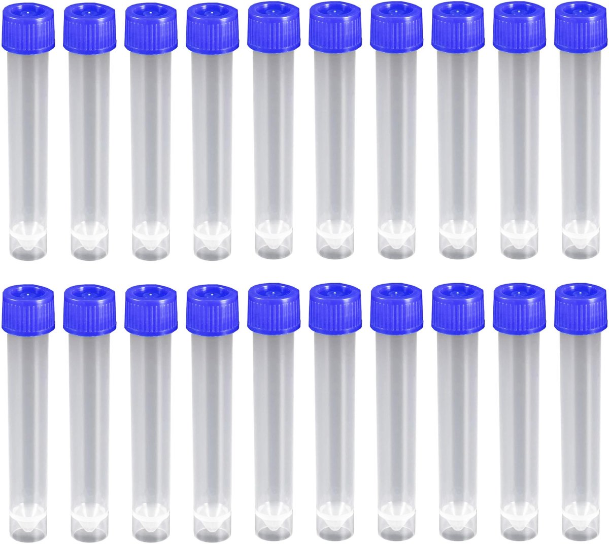 Dailygoods- Proefbuisjes 20 stuks - Kunststof - 10 ml - Gegradueerde markeringen - Schroefdop - Duurzaam materiaal - Goede afdichting - Reageerbuis