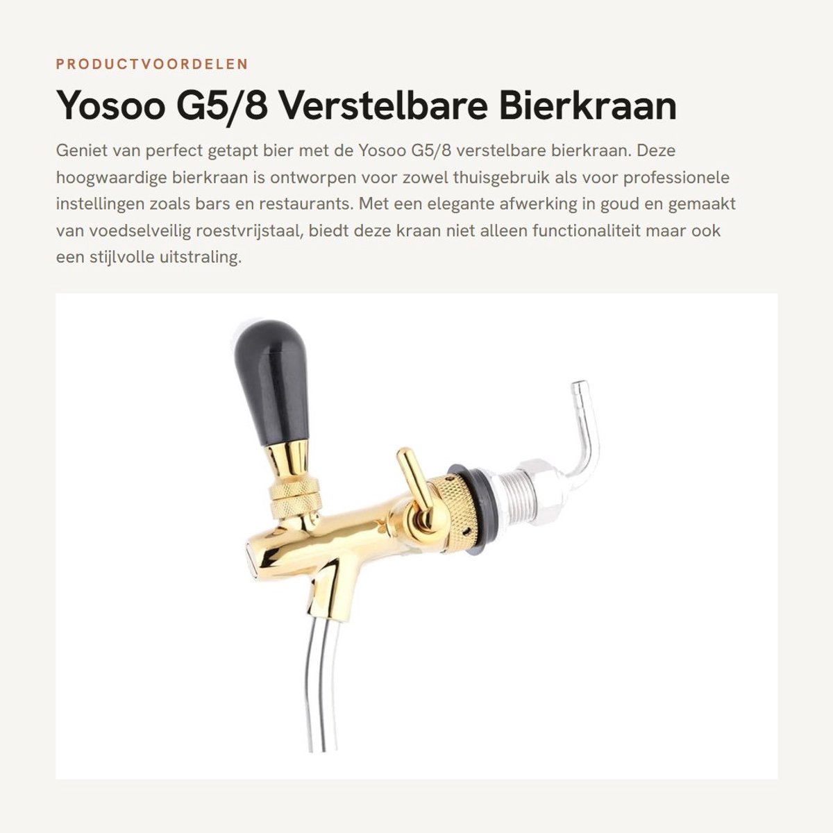 Dailygoods - Yosoo G5/8 Verstelbare Bierkraan - Roestvrijstaal - Thuisbar & Horeca
