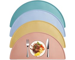 Dailygoods - volumoon 4 stuks matten voor keukentafel, reismatten, siliconen placemats voor kinderen, vuilafstotende placemats, antislip placemats voor meisjes en jongens
