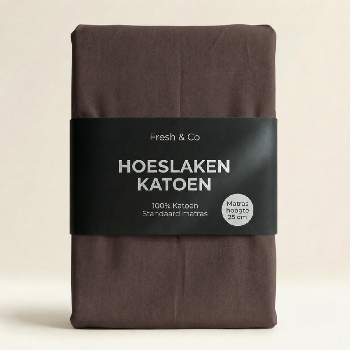 Standaard hoeslaken - Maat: 90 x 210/220 cm - Katoen - Taupe - Fresh & Co