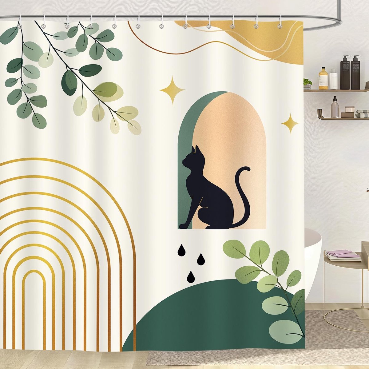Dailygoods- Douchegordijn Waterdicht - Douchegordijn 180x180cm - Schimmelwerend - Wasbaar - Boho Stijl - Inclusief 12 Haken - Badkamergordijn