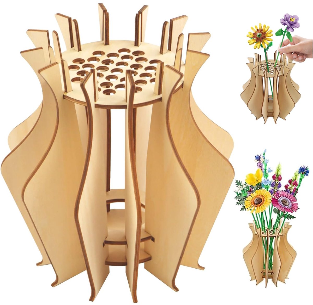 Vaas, steentjes bouwset voor vaas voor bloemen, tafeldecoratie en bloempot puzzelvaas voor volwassenen