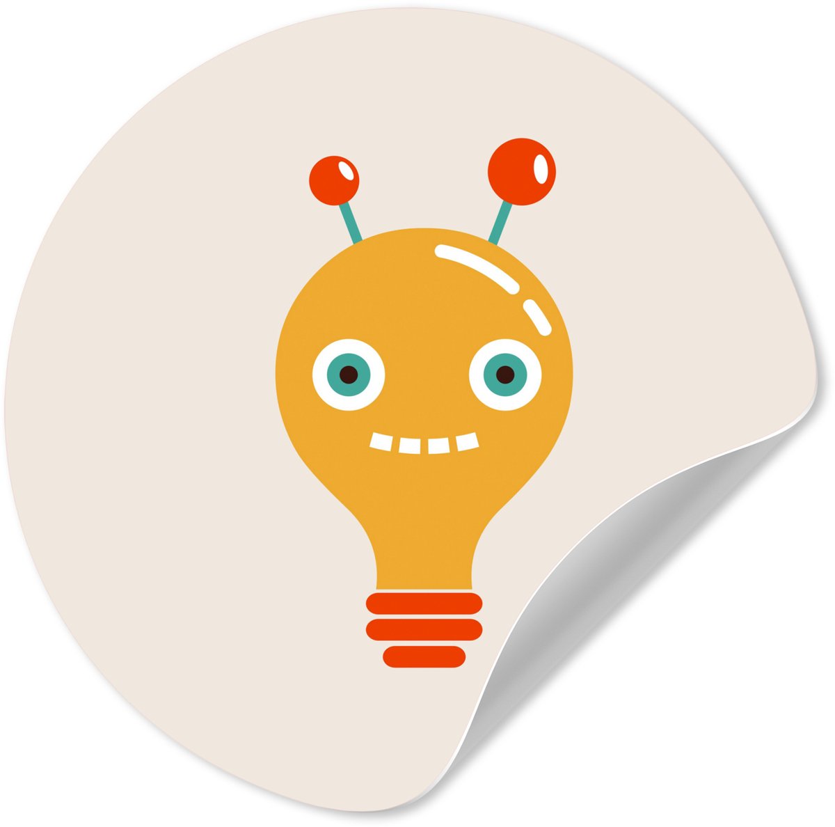 WallCircle® - Behangcirkel 80x80 cm - Muurstickers Robot - Gloeilamp - Gezicht - Antenne -
