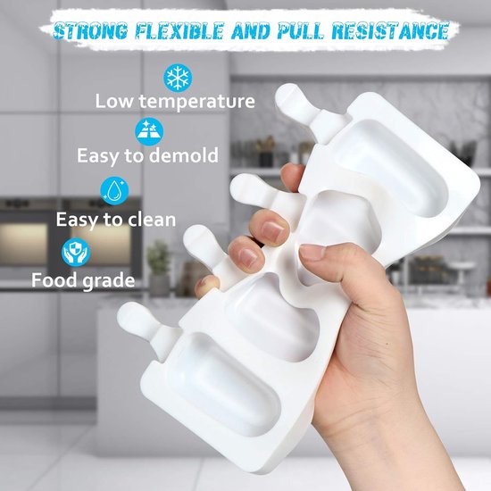 Vormen Siliconen Ijsvorm,ijslollyvormen,cakesicles siliconenvorm,Ijs Mould Silicone Ice Cream Mould Pop Ice Lolly Mold Maker met 100 Houten Sticks,ijsvormer herbruikbaar,DIY Popsicle Mallen Set — afbeelding 2