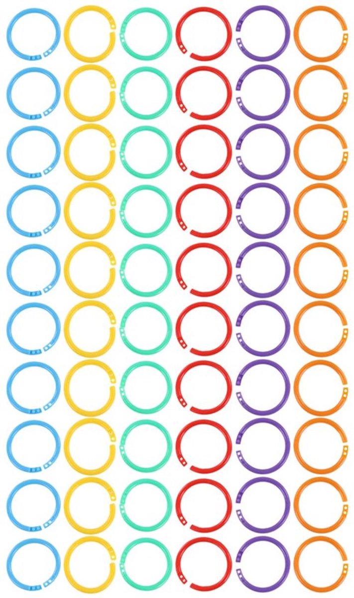 Dailygoody - Losbladige Bindmiddelringen - 60pcs Kleurrijke Ringen