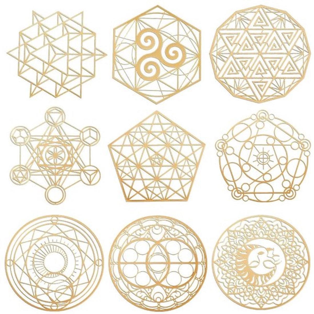 Dailygoody - Heilige Geometrie Stickers - Orgon Piramide - 9 stuks