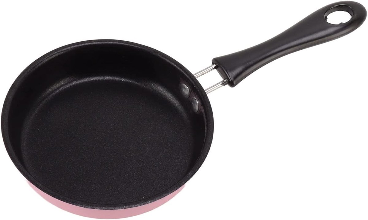 Mini Koekenpan 12cm - Ronde Antiaanbakpan voor Eieren met Lange Handgreep - Ideaal voor On