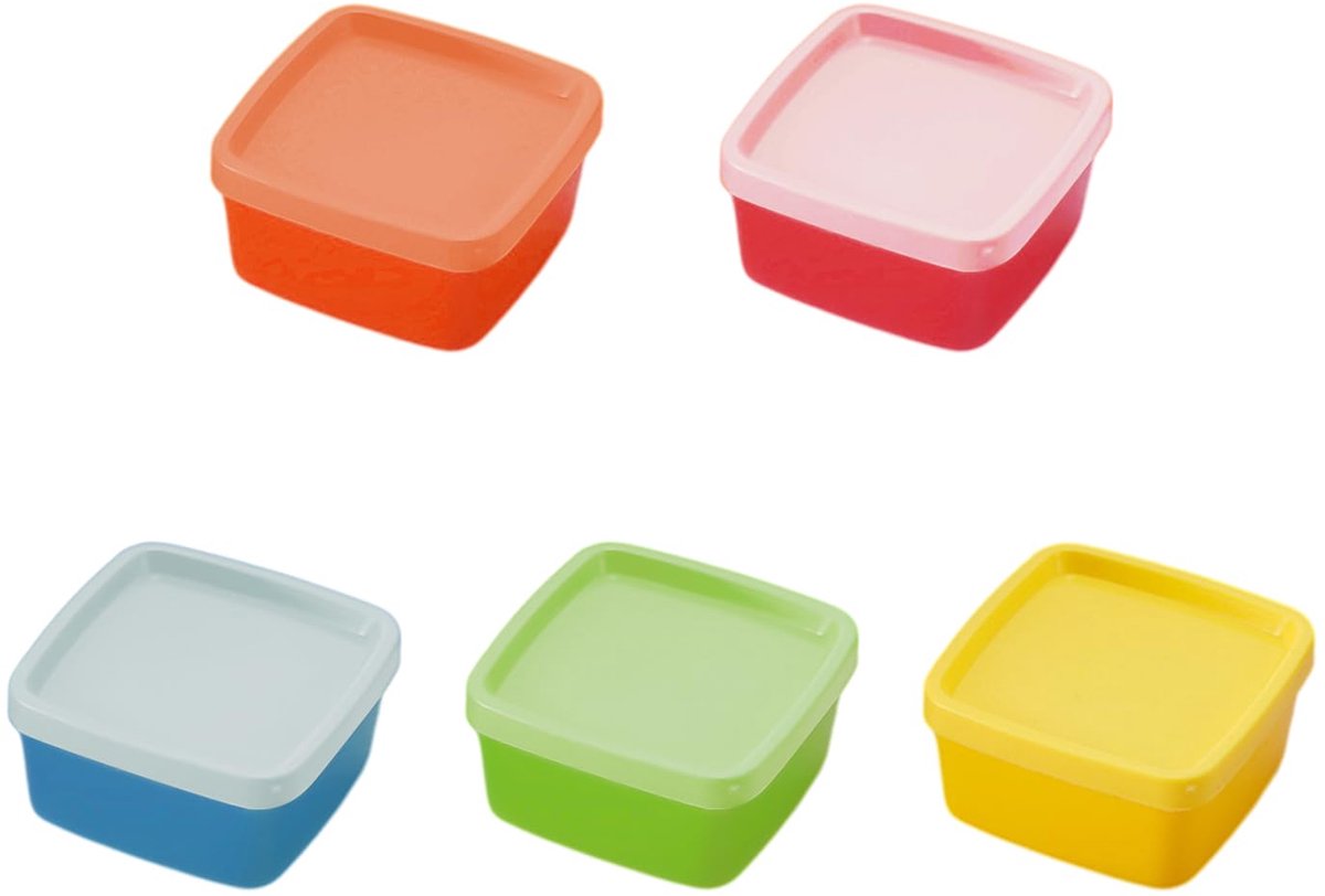 5 vierkante opbergdozen, regenboogkleurige, met deksel, stof- en insectenbestendige, kleine sieradenorganizer
