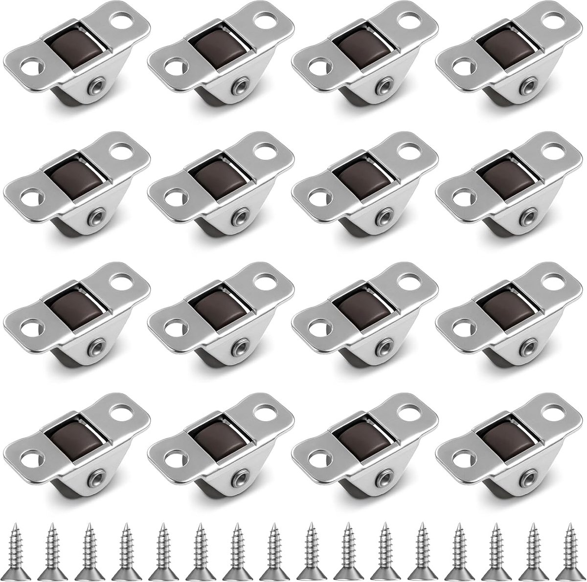 16 stuks meubelwielen, klein, 1,2 cm, rubberen wieltjes met stalen bovenplaat, stille bokwielen, mini-zwenkwielen voor meubels, kasten, gereedschapskisten, doe-het-zelfprojecten en kleine