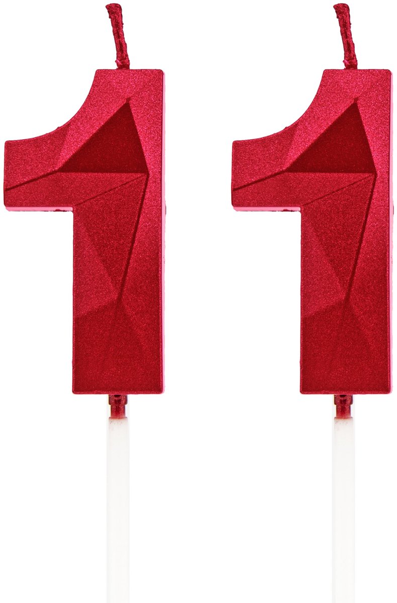 Kaarsen voor 11e verjaardag, kaarsen met rood cijfer, verjaardagsdecoratie, Happy Birthday-taarttoppers, voor verjaardagsfeesten, bruiloften, bedrijfsverjaardagen (rood, 11)